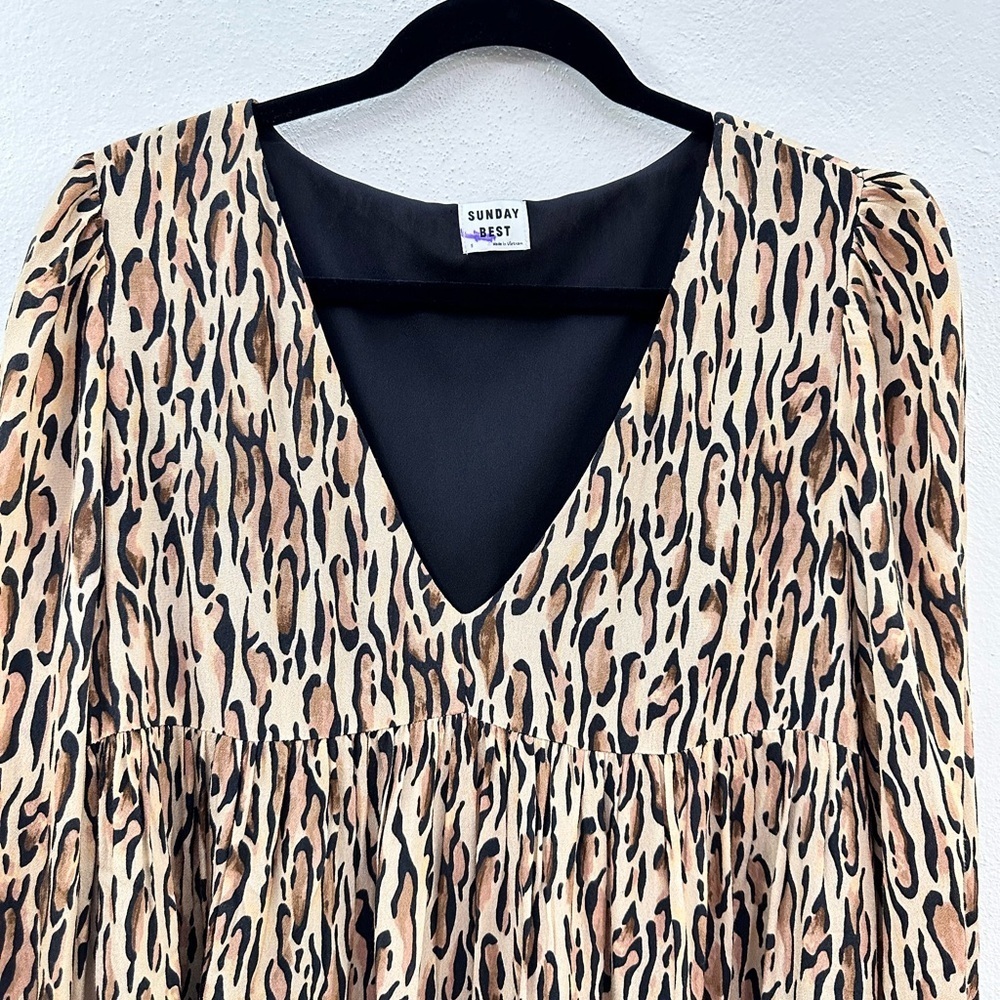 Aritzia Sunday Best Mini Leopard Dress Size Small - Picture 3 of 9